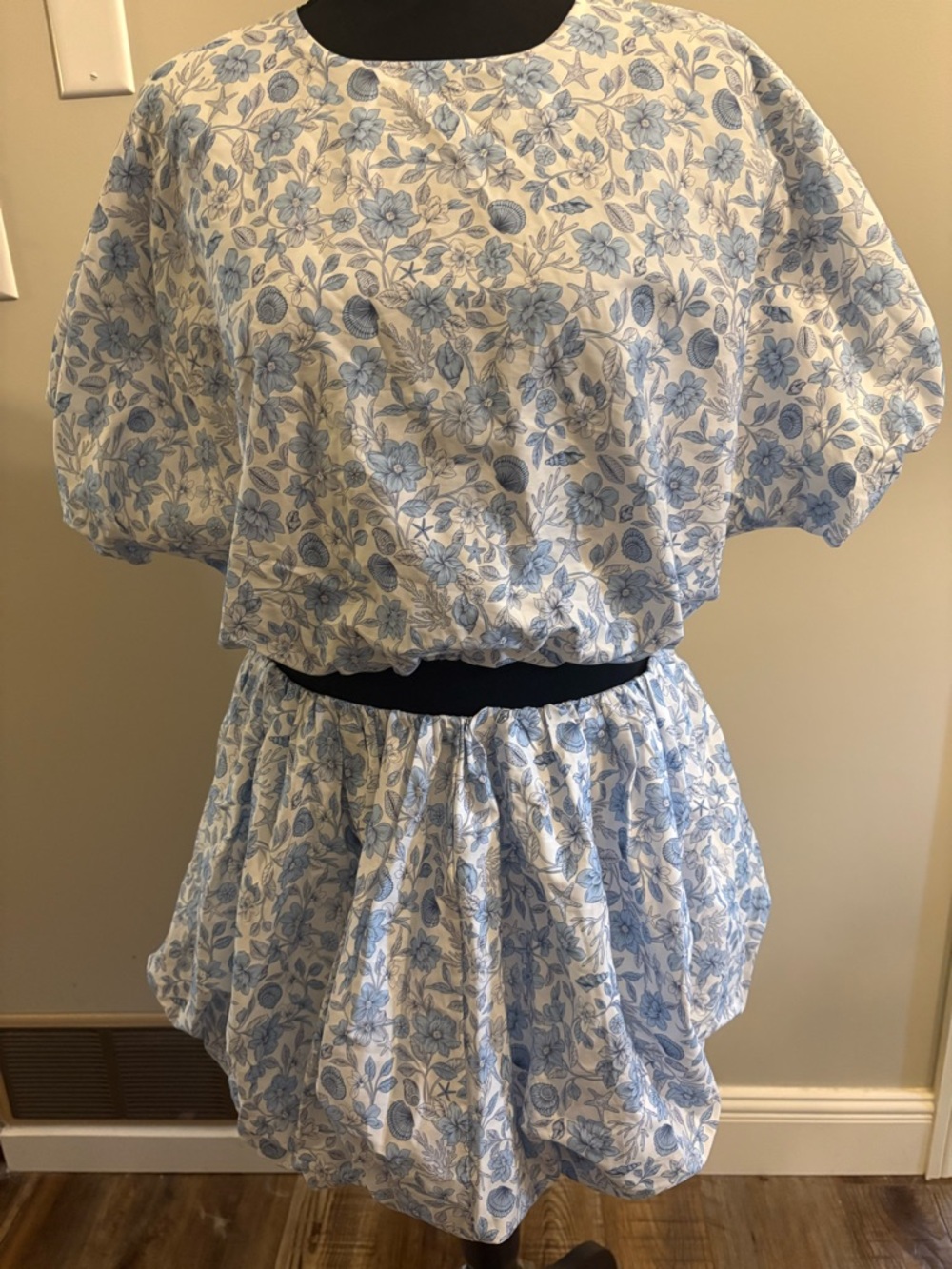 Gianni Bini White and Light Blue Floral Two-Piece